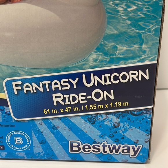 Kid’s Fantasy Unicorn Ride On Blow Up Pool Ride On Toy New In Box - Picture 4 of 4